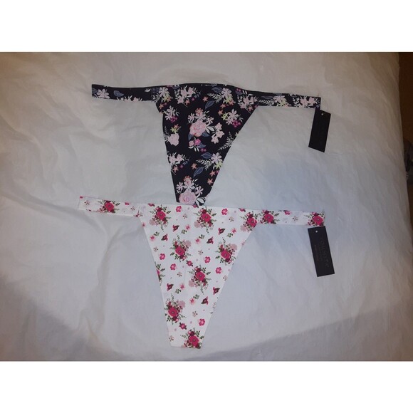 Youmita Large Seamless Laser Cut Thong 2 pair Floral Lot NWT - Picture 1 of 5